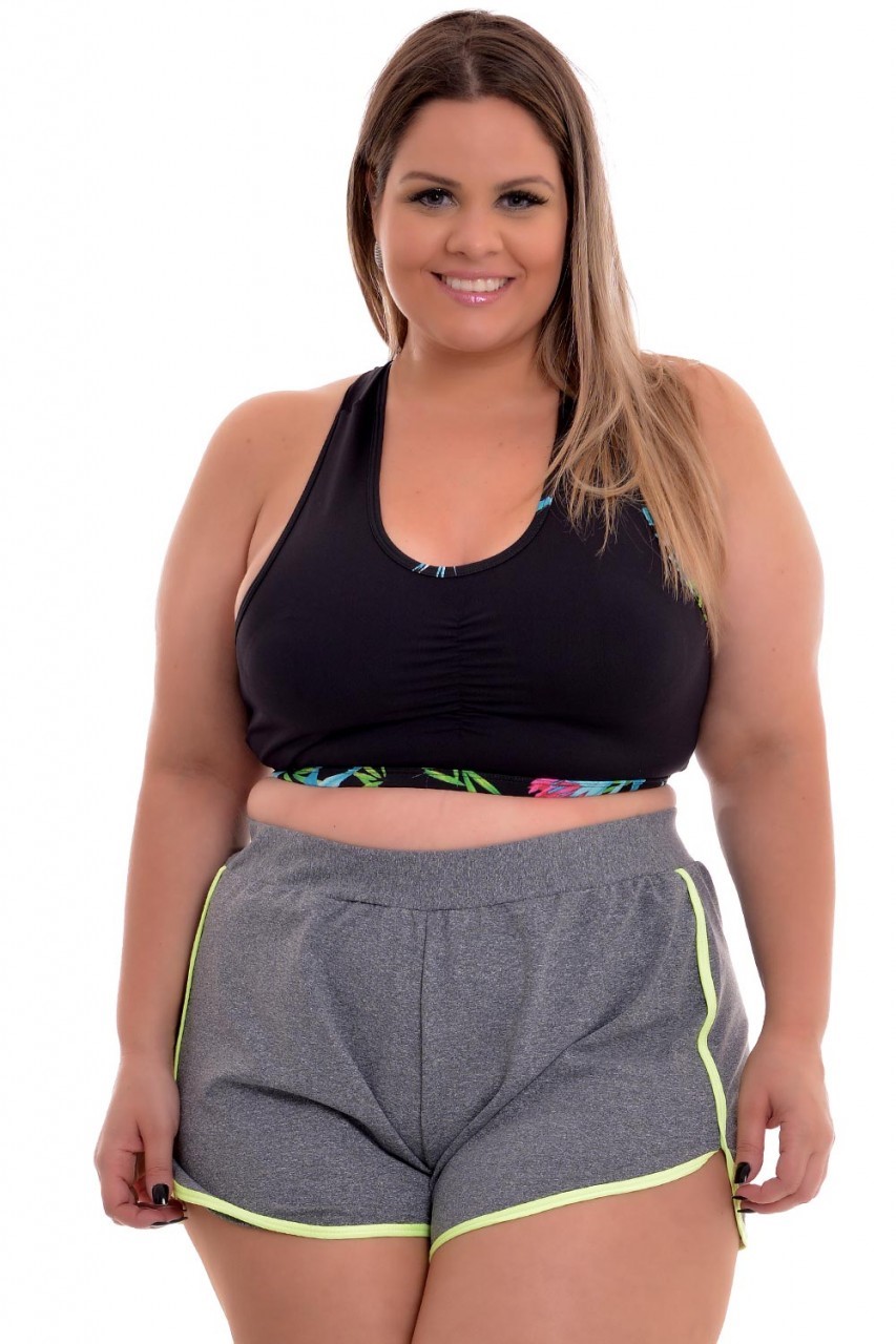 Short Plus Size Fitness Limão