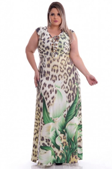 Vestido Plus Size Long Print Vestido Plus Size Long Print